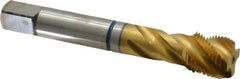 Guhring - 5/8-18 UNF 4 Flute 2B Modified Bottoming Spiral Flute Tap - Powdered Metal, TiN Finish, 3-13/16" OAL, Right Hand Flute, Right Hand Thread, Series 3911 - Exact Tool & Supply
