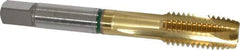 Guhring - M12x1.75 Metric Coarse, 4 Flute, TiN Finish, Cobalt Spiral Point Tap - Plug Chamfer, Right Hand Thread, 3-3/8" OAL, 0.866" Thread Length, 0.367" Shank Diam, 6H Class of Fit, Series 3915 - Exact Tool & Supply