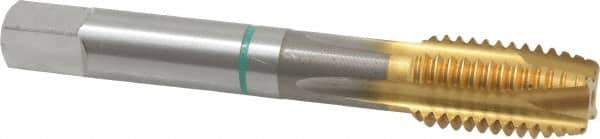 Guhring - M14x2.00 Metric Coarse, 4 Flute, TiN Finish, Cobalt Spiral Point Tap - Plug Chamfer, Right Hand Thread, 3-19/32" OAL, 0.945" Thread Length, 0.429" Shank Diam, 6H Class of Fit, Series 3915 - Exact Tool & Supply
