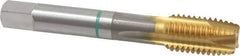 Guhring - M14x2.00 Metric Coarse, 4 Flute, TiN Finish, Cobalt Spiral Point Tap - Plug Chamfer, Right Hand Thread, 3-19/32" OAL, 0.945" Thread Length, 0.429" Shank Diam, 6H Class of Fit, Series 3915 - Exact Tool & Supply