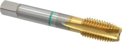 Guhring - M16x2.00 Metric Coarse, 4 Flute, TiN Finish, Cobalt Spiral Point Tap - Plug Chamfer, Right Hand Thread, 3-13/16" OAL, 0.945" Thread Length, 0.48" Shank Diam, 6H Class of Fit, Series 3915 - Exact Tool & Supply