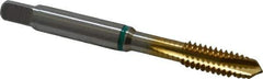 Guhring - 1/4-20 UNC, 3 Flute, TiN Finish, Cobalt Spiral Point Tap - Plug Chamfer, Right Hand Thread, 2-1/2" OAL, 0.63" Thread Length, 0.255" Shank Diam, 2B Class of Fit, Series 3916 - Exact Tool & Supply