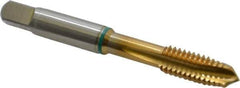 Guhring - 5/16-18 UNC, 3 Flute, TiN Finish, Cobalt Spiral Point Tap - Plug Chamfer, Right Hand Thread, 2-23/32" OAL, 0.71" Thread Length, 0.318" Shank Diam, 2B Class of Fit, Series 3916 - Exact Tool & Supply