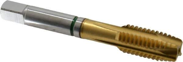 Guhring - 1/2-13 UNC, 4 Flute, TiN Finish, Cobalt Spiral Point Tap - Plug Chamfer, Right Hand Thread, 3-3/8" OAL, 0.866" Thread Length, 0.367" Shank Diam, 2B Class of Fit, Series 3916 - Exact Tool & Supply