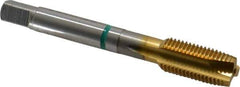 Guhring - 7/16-20 UNF, 3 Flute, TiN Finish, Cobalt Spiral Point Tap - Plug Chamfer, Right Hand Thread, 3-5/32" OAL, 0.866" Thread Length, 0.323" Shank Diam, 2B Class of Fit, Series 3917 - Exact Tool & Supply