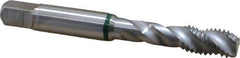 Guhring - M8x1.25 Metric Coarse 3 Flute 6H Modified Bottoming Spiral Flute Tap - Cobalt, Bright Finish, 2-23/32" OAL, Right Hand Flute, Right Hand Thread, Series 3918 - Exact Tool & Supply