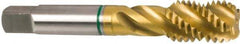 Guhring - M8x1.25 Metric Coarse 3 Flute 6H Modified Bottoming Spiral Flute Tap - Cobalt, TiN Finish, 2.72" OAL, Right Hand Flute, Right Hand Thread, Series 3921 - Exact Tool & Supply