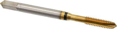 Guhring - #8-32 UNC, 3 Flute, TiN Finish, Cobalt Spiral Point Tap - Plug Chamfer, Right Hand Thread, 2.13" OAL, 0.472" Thread Length, 0.168" Shank Diam, 2B Class of Fit, Series 3928 - Exact Tool & Supply