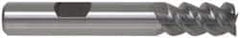 Accupro - 1", 2" LOC, 1" Shank Diam, 4-1/2" OAL, 3 Flute, Powdered Metal Square End Mill - Single End, TiCN Finish, Spiral Flute, 42° Helix, Centercutting, Right Hand Cut, Right Hand Flute - Exact Tool & Supply