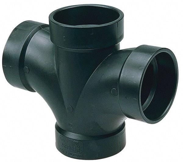NIBCO - 4 x 4 x 3 x 3", ABS Drain, Waste & Vent Pipe Double Sanitary Tee - All Hub - Exact Tool & Supply