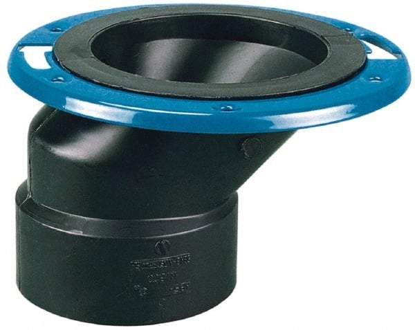 NIBCO - 4 x 3" Pipe, 5-3/8" OD, ABS Offset Adjustable Closet Flange - 180° Max Working Temp, Hub End Connections - Exact Tool & Supply
