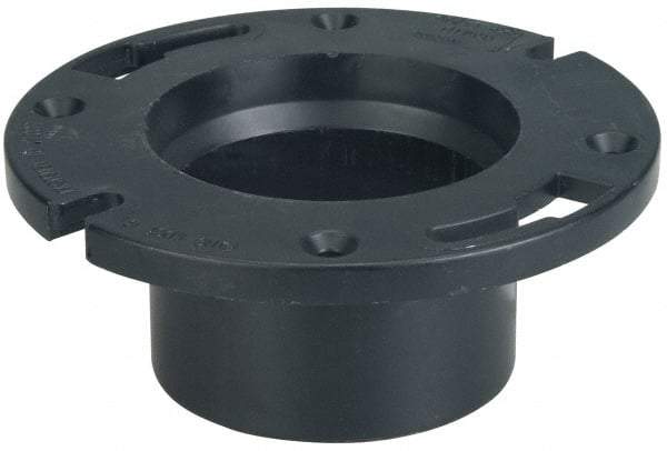NIBCO - 3 or 4" Pipe, 5-3/8" OD, ABS Flush Closet with Pipe Stop & Knockout - 180° Max Working Temp, Hub or Spig End Connections - Exact Tool & Supply