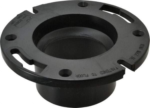 NIBCO - 3 or 4" Pipe, 5-3/8" OD, ABS Flush Closet Flange with Pipe Stop - 180° Max Working Temp, Hub or Spig End Connections - Exact Tool & Supply