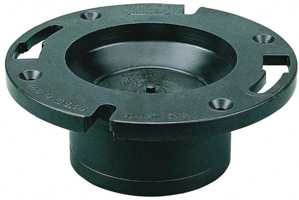 NIBCO - 4 x 3" Pipe, 5-3/8" OD, ABS Closet Flange with Knockout Test Plug - 180° Max Working Temp, Hub End Connections - Exact Tool & Supply