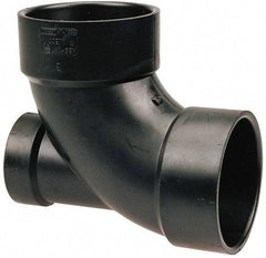 NIBCO - 3 x 3 x 1-1/2", ABS Drain, Waste & Vent Pipe 90 Elbow with Low Heel Inlet - Hub x Hub x Hub - Exact Tool & Supply