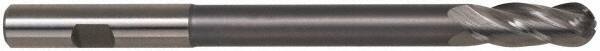 Hertel - 1/2" Diam, 1-1/4" LOC, 4 Flute High Speed Steel Ball End Mill - TiN Finish, Single End, 6" OAL, 1/2" Shank Diam - Exact Tool & Supply