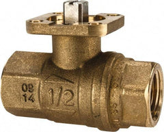 Value Collection - 1/2" Pipe, Full Port, Brass Standard Ball Valve - 1 Piece, Inline - One Way Flow, FNPT x FNPT Ends, ISO Actuation Mount Handle, 600 WOG - Exact Tool & Supply