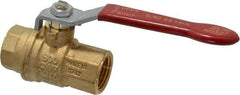 Value Collection - 1/2" Pipe, Full Port, Brass UL Listed Ball Valve - 1 Piece, Inline - One Way Flow, FNPT x FNPT Ends, Lever Handle, 600 WOG, 150 WSP - Exact Tool & Supply