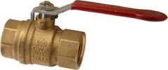 Value Collection - 1" Pipe, Full Port, Brass UL Listed Ball Valve - 1 Piece, Inline - One Way Flow, FNPT x FNPT Ends, Lever Handle, 600 WOG, 150 WSP - Exact Tool & Supply