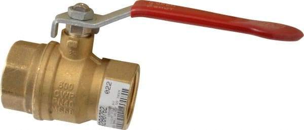 Value Collection - 1-1/4" Pipe, Full Port, Brass UL Listed Ball Valve - 1 Piece, Inline - One Way Flow, FNPT x FNPT Ends, Lever Handle, 600 WOG, 150 WSP - Exact Tool & Supply