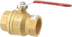 Value Collection - 2" Pipe, Full Port, Brass UL Listed Ball Valve - 1 Piece, Inline - One Way Flow, FNPT x FNPT Ends, Lever Handle, 600 WOG, 150 WSP - Exact Tool & Supply