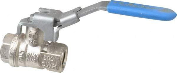 Value Collection - 1/4" Pipe, Full Port, Brass UL Listed Ball Valve - 1 Piece, Inline - One Way Flow, FNPT x FNPT Ends, Locking Lever Handle, 600 WOG - Exact Tool & Supply