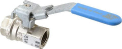 Value Collection - 3/8" Pipe, Full Port, Brass UL Listed Ball Valve - 1 Piece, Inline - One Way Flow, FNPT x FNPT Ends, Locking Lever Handle, 600 WOG - Exact Tool & Supply