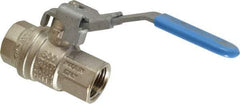 Value Collection - 1/2" Pipe, Full Port, Brass UL Listed Ball Valve - 1 Piece, Inline - One Way Flow, FNPT x FNPT Ends, Locking Lever Handle, 600 WOG - Exact Tool & Supply
