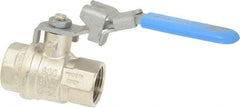 Value Collection - 3/4" Pipe, Full Port, Brass UL Listed Ball Valve - 1 Piece, Inline - One Way Flow, FNPT x FNPT Ends, Locking Lever Handle, 600 WOG - Exact Tool & Supply