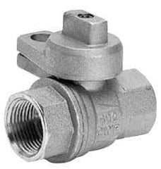 Value Collection - 1" Pipe, Brass, Straight without Side Tap, Gas Ball Valve - 600 psi WOG Rating, Locking Cap Handle, FNPT x FNPT End Connections, 1 Piece - Exact Tool & Supply