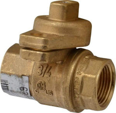 Value Collection - 3/4" Pipe, Brass, Straight without Side Tap, Gas Ball Valve - 600 psi WOG Rating, Locking Cap Handle, FNPT x FNPT End Connections, 1 Piece - Exact Tool & Supply