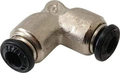 Alpha Technologies - 4mm Outside Diam, Nickel Plated Brass Push-to-Connect Tube Union Elbow - 250 Max psi, Tube to Tube Connection, Buna O-Ring - Exact Tool & Supply