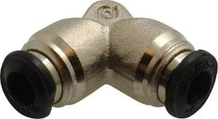 Alpha Technologies - 5mm Outside Diam, Nickel Plated Brass Push-to-Connect Tube Union Elbow - 250 Max psi, Tube to Tube Connection, Buna O-Ring - Exact Tool & Supply