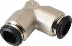 Alpha Technologies - 10mm Outside Diam, Nickel Plated Brass Push-to-Connect Tube Union Elbow - 250 Max psi, Tube to Tube Connection, Buna O-Ring - Exact Tool & Supply