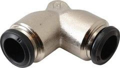 Alpha Technologies - 12mm Outside Diam, Nickel Plated Brass Push-to-Connect Tube Union Elbow - 250 Max psi, Tube to Tube Connection, Buna O-Ring - Exact Tool & Supply