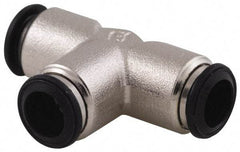 Alpha Technologies - 14mm Outside Diam, Nickel Plated Brass Push-to-Connect Tube Union Tee - 250 Max psi, Tube to Tube Connection, Buna O-Ring - Exact Tool & Supply