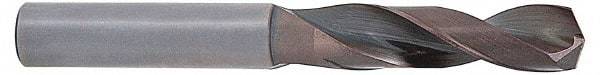 Accupro - #16 140° Solid Carbide Jobber Drill - AlTiN Finish, Right Hand Cut, Spiral Flute, Straight Shank, 2-1/2" OAL, Notched Point - Exact Tool & Supply