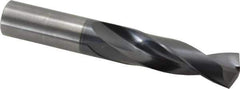 Accupro - 3/4" 140° Solid Carbide Jobber Drill - AlTiN Finish, Right Hand Cut, Spiral Flute, Straight Shank, 5" OAL, Notched Point - Exact Tool & Supply