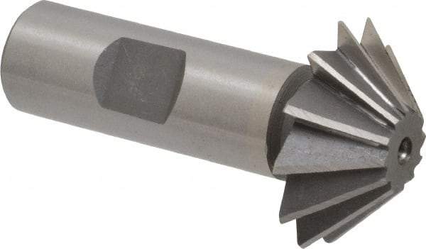 Value Collection - 1-1/2" Diam x 1/2" Width of Cut, 45° Included Angle, Shank Connection, Cobalt Single Angle Cutter - 3/4" Shank Diam, 2-3/4" Overall Length, Right Hand Cut, Uncoated - Exact Tool & Supply