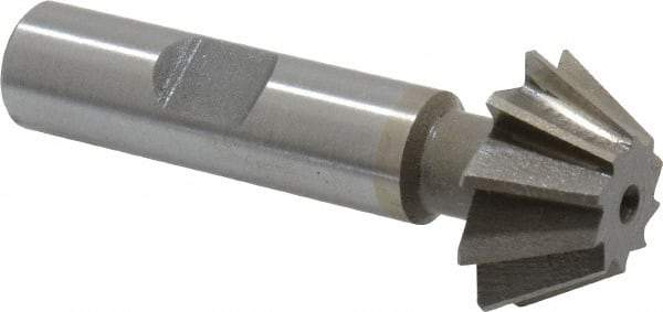 Value Collection - 1" Diam x 7/16" Width of Cut, 60° Included Angle, Shank Connection, Cobalt Single Angle Cutter - 1/2" Shank Diam, 2-1/2" Overall Length, Right Hand Cut, Uncoated - Exact Tool & Supply
