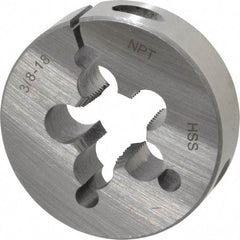 Interstate - 3/8-18 NPT Thread, Round Pipe Die - 2" Outside Diam, High Speed Steel - Exact Tool & Supply