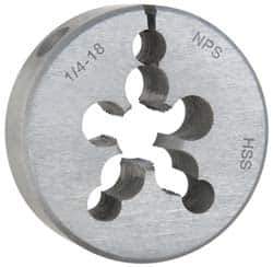 Interstate - 1/4-18 NPS Thread, Round Pipe Die - 2" Outside Diam, High Speed Steel - Exact Tool & Supply