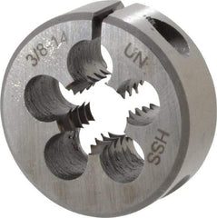 Interstate - 3/8-14 UNS Thread, 1" Outside Diam High Speed Steel Round Die - Right Hand Thread, Adjustable - Exact Tool & Supply