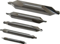 Interstate - 5 Piece, #1 to 5, Plain Edge, Cobalt Combo Drill & Countersink Set - 60° Incl Angle, Double End - Exact Tool & Supply