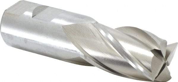 Interstate - 1-1/4", 2" LOC, 1-1/4" Shank Diam, 4-1/2" OAL, 4 Flute, High Speed Steel Square End Mill - Single End, Uncoated, Spiral Flute, 30° Helix, Right Hand Cut, Right Hand Flute - Exact Tool & Supply