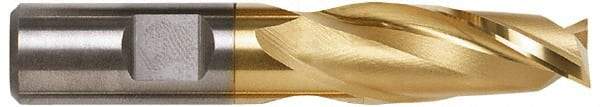 Hertel - 1", 1-5/8" LOC, 1" Shank Diam, 4-1/8" OAL, 2 Flute, High Speed Steel Square End Mill - Single End, TiN Finish, Spiral Flute, 30° Helix, Centercutting, Right Hand Cut, Right Hand Flute - Exact Tool & Supply