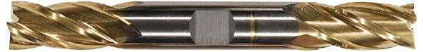 Hertel - 1/2", 1" LOC, 1/2" Shank Diam, 4-1/2" OAL, 4 Flute, High Speed Steel Square End Mill - Double End, TiN Finish, Spiral Flute, 30° Helix, Centercutting, Right Hand Cut, Right Hand Flute - Exact Tool & Supply