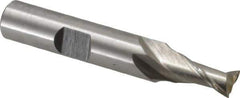 Interstate - 7mm, 9/16" LOC, 3/8" Shank Diam, 2-5/16" OAL, 2 Flute, High Speed Steel Square End Mill - Single End, Uncoated, Spiral Flute, Centercutting, Right Hand Cut, Right Hand Flute - Exact Tool & Supply