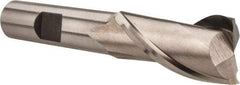 Interstate - 18mm, 1-5/16" LOC, 1/2" Shank Diam, 3-5/16" OAL, 2 Flute, High Speed Steel Square End Mill - Single End, Uncoated, Spiral Flute, Centercutting, Right Hand Cut, Right Hand Flute - Exact Tool & Supply