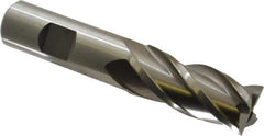 Interstate - 20mm, 1-7/8" LOC, 3/4" Shank Diam, 4-1/8" OAL, 4 Flute, High Speed Steel Square End Mill - Single End, Uncoated, Spiral Flute, Centercutting, Right Hand Cut, Right Hand Flute - Exact Tool & Supply